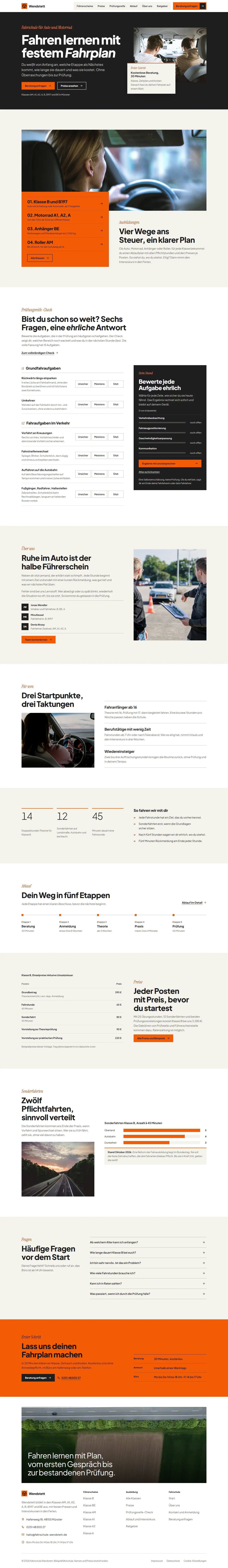 Startseite des Templates Wendstett für Fahrschule Auto & Motorrad