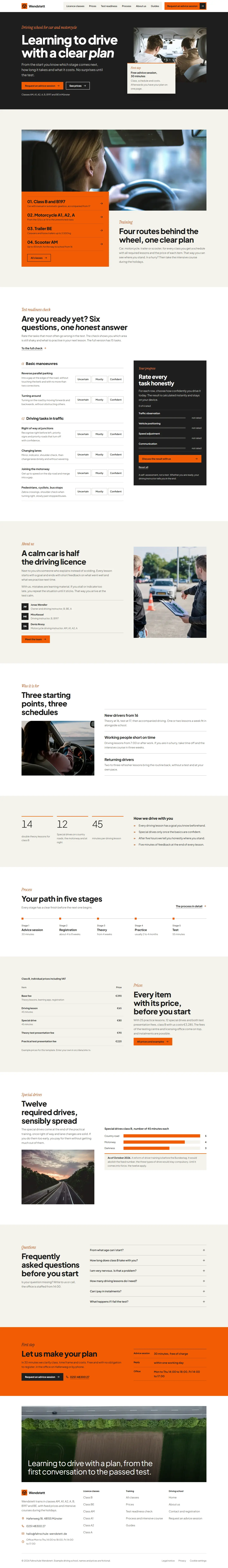 Full homepage of the Wendstett template