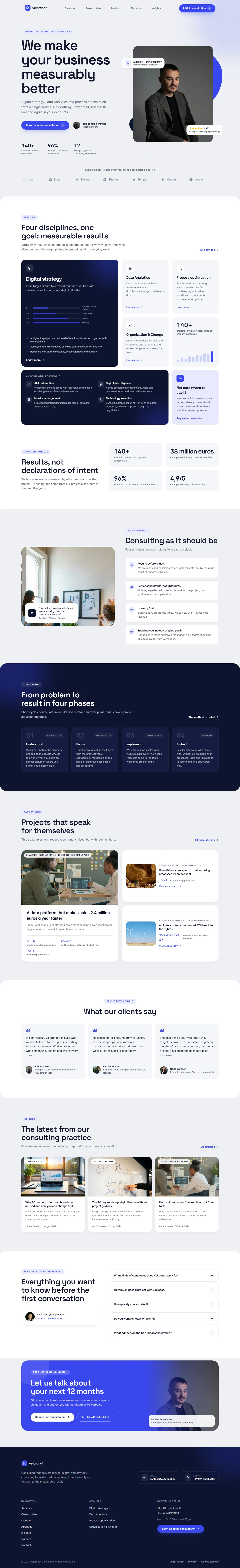 Full homepage of the Velbrandt template