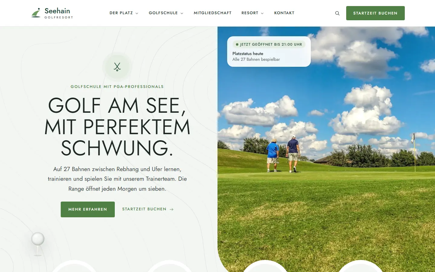 Startseite des Templates Seehain für Golfresort & Hotel
