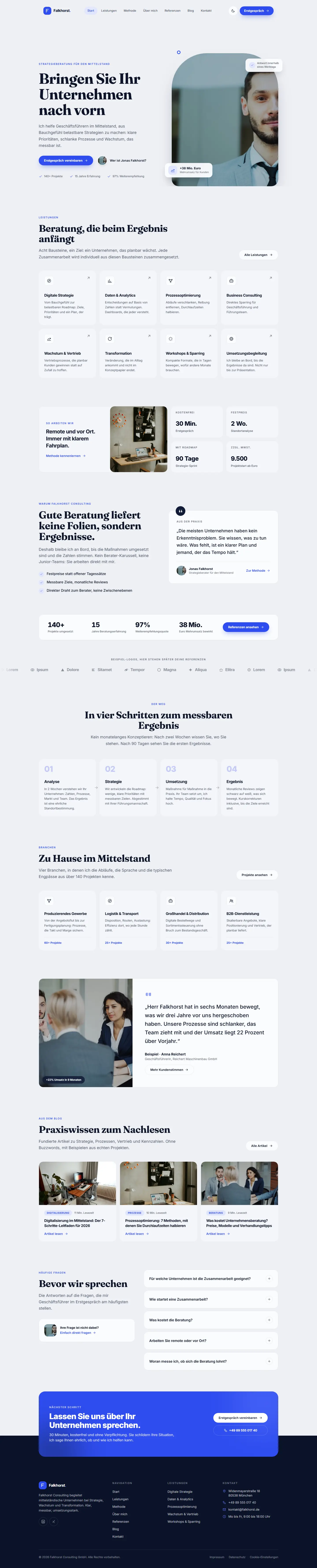 Startseite des Templates Falkhorst für eine Coaching & Beratung