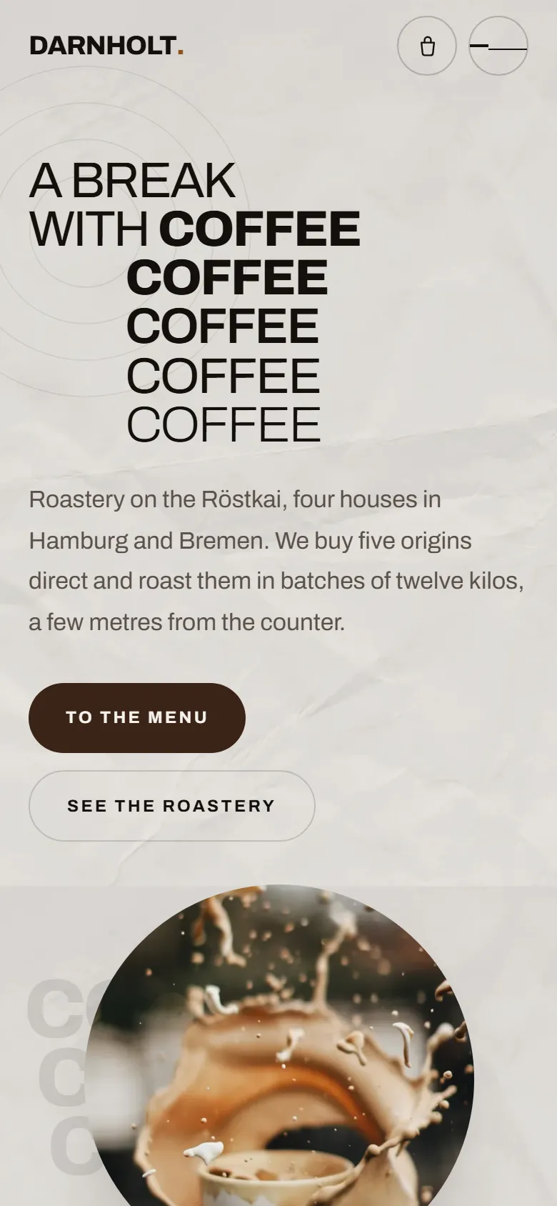 Mobile entry screen of the Darnholt template