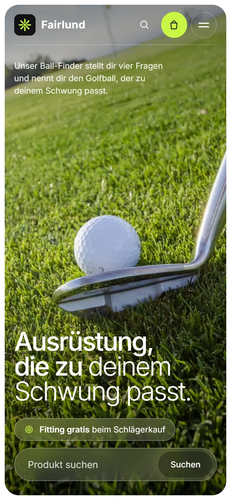 Mobile Startseite des Templates Fairlund
