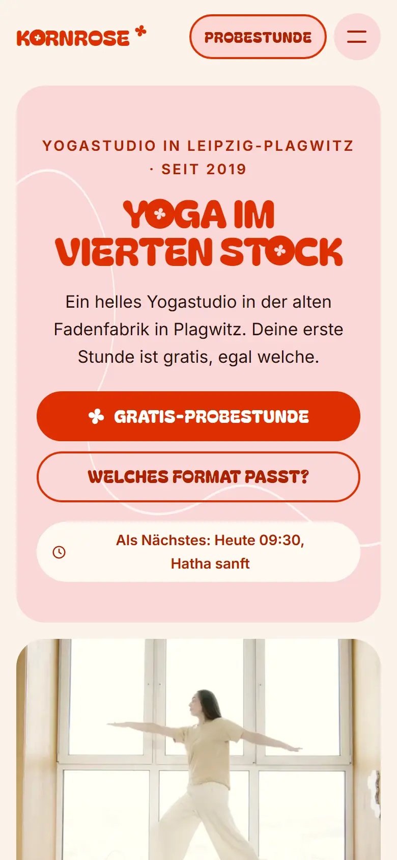 Mobile Startseite des Templates Kornrose