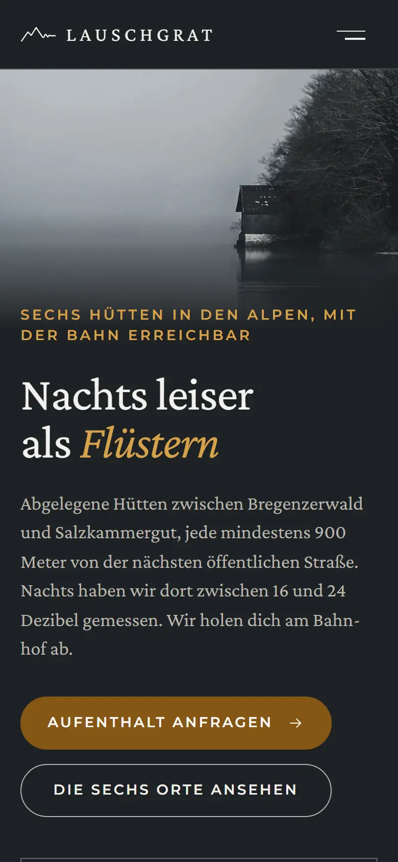 Mobile Startseite des Templates Lauschgrat