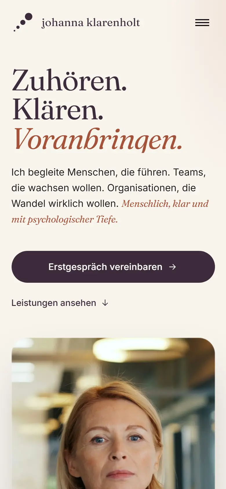 Mobile Startseite des Templates Klarenholt
