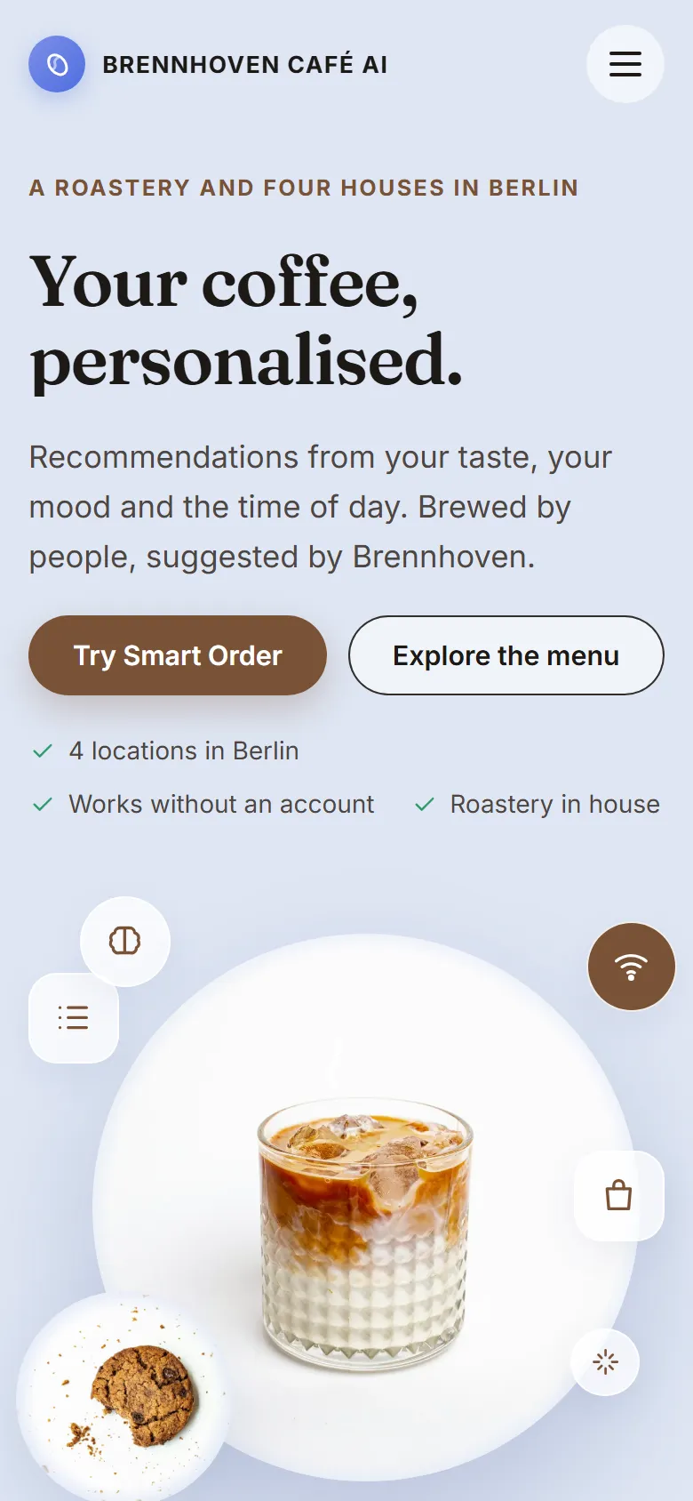 Mobile entry screen of the Brennhoven template