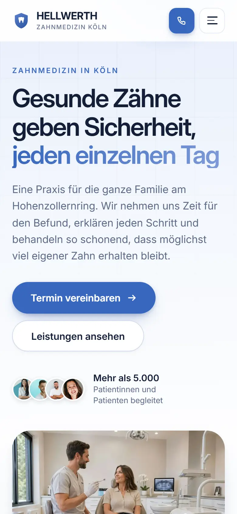 Mobile Startseite des Templates Hellwerth