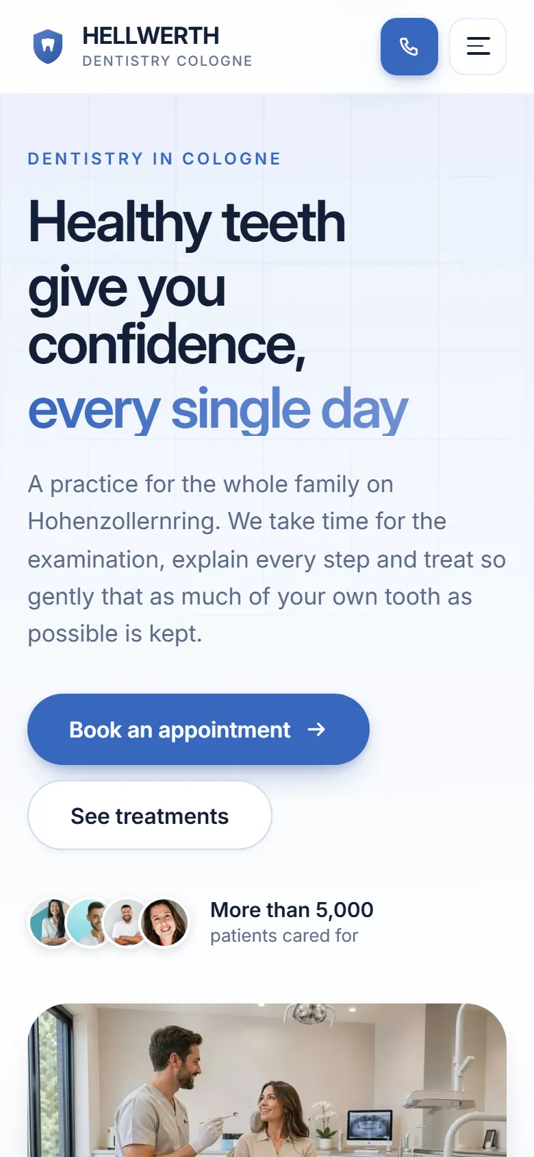 Mobile entry screen of the Hellwerth template