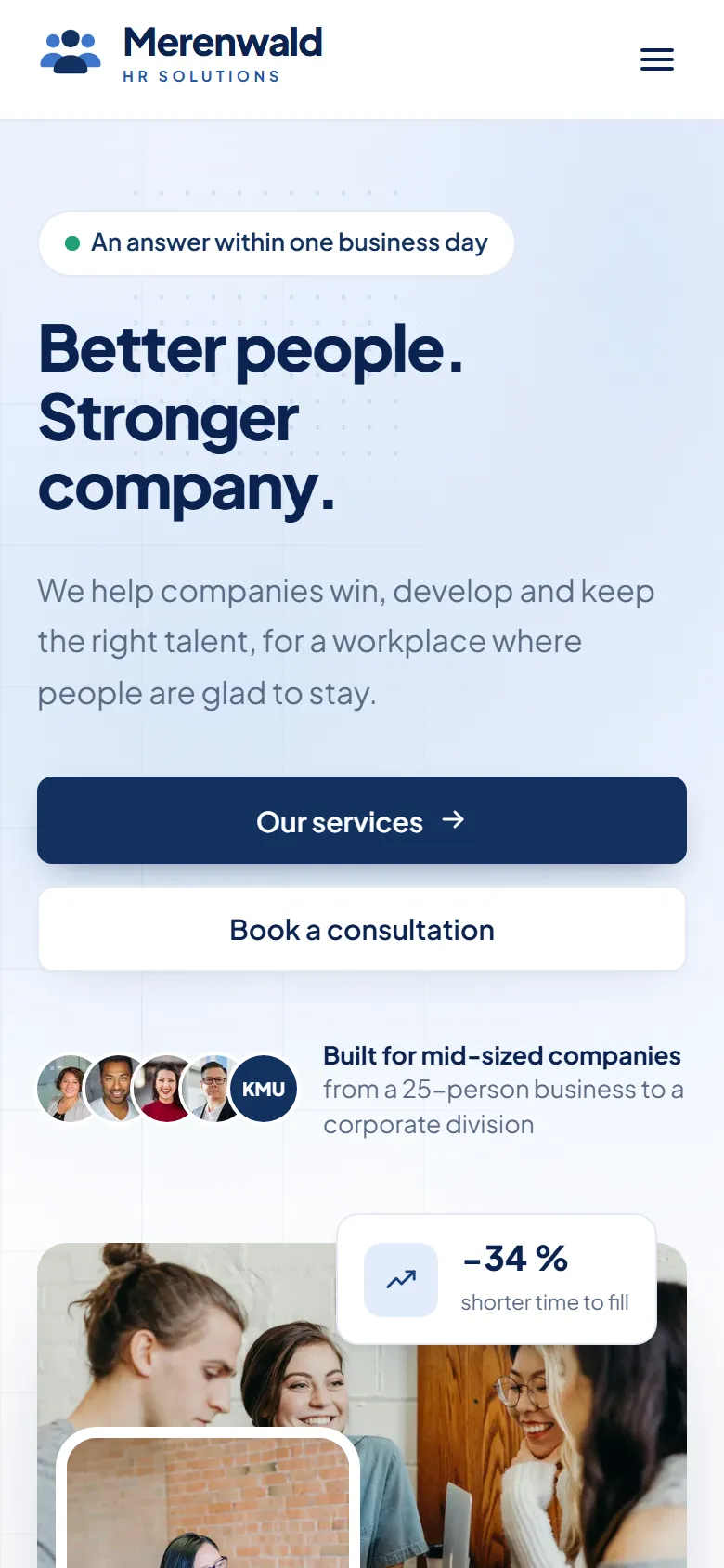 Mobile entry screen of the Merenwald template