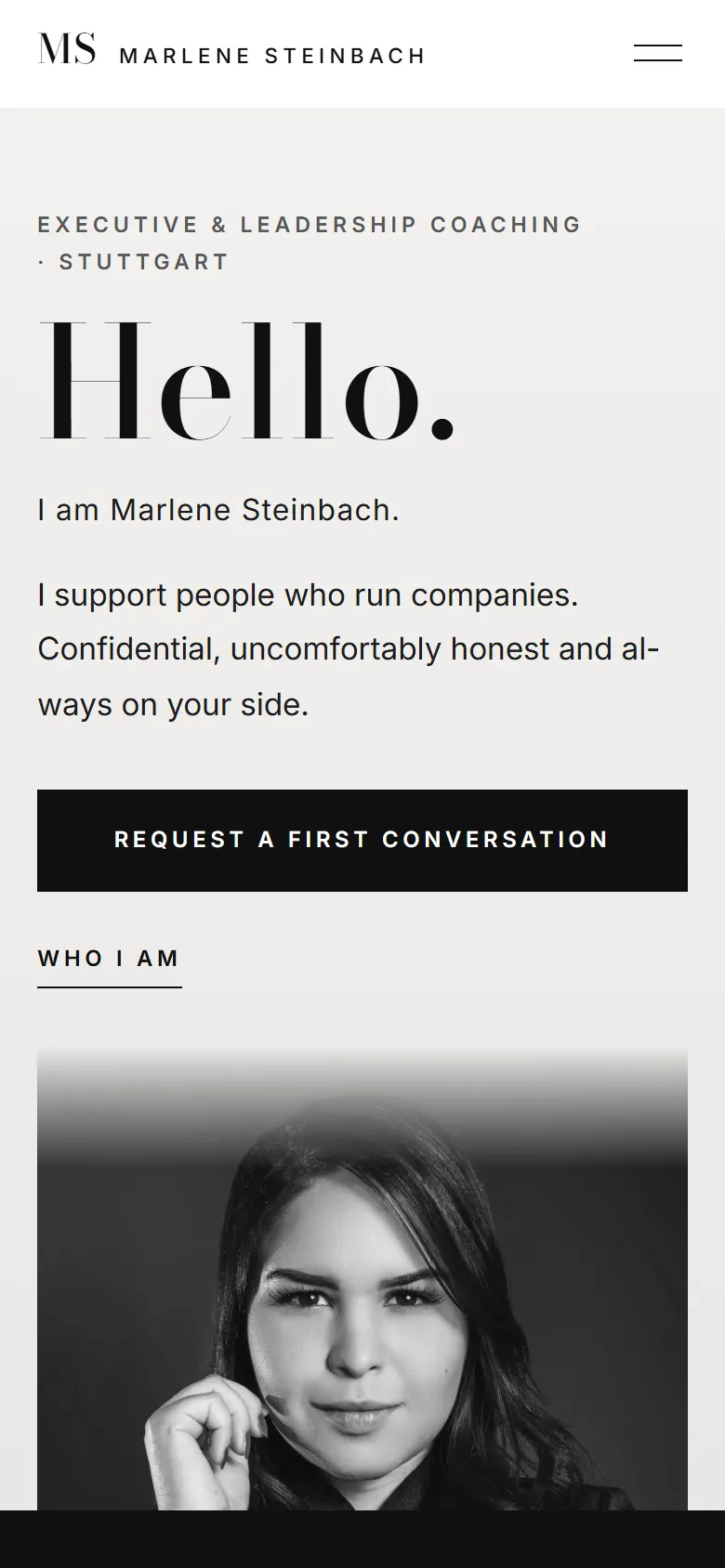 Mobile entry screen of the Steinbach template