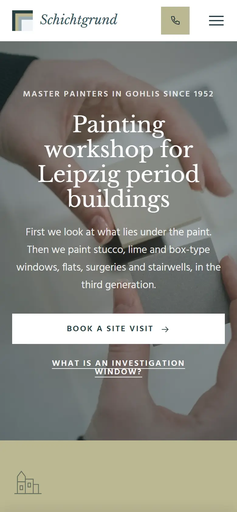 Mobile entry screen of the Schichtgrund template