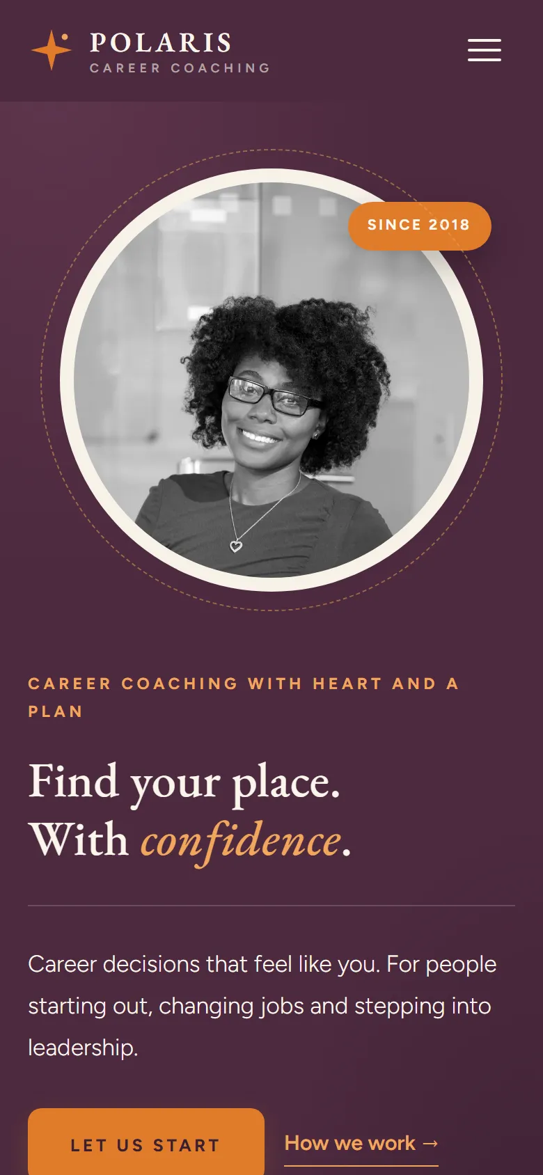Mobile entry screen of the Polaris template