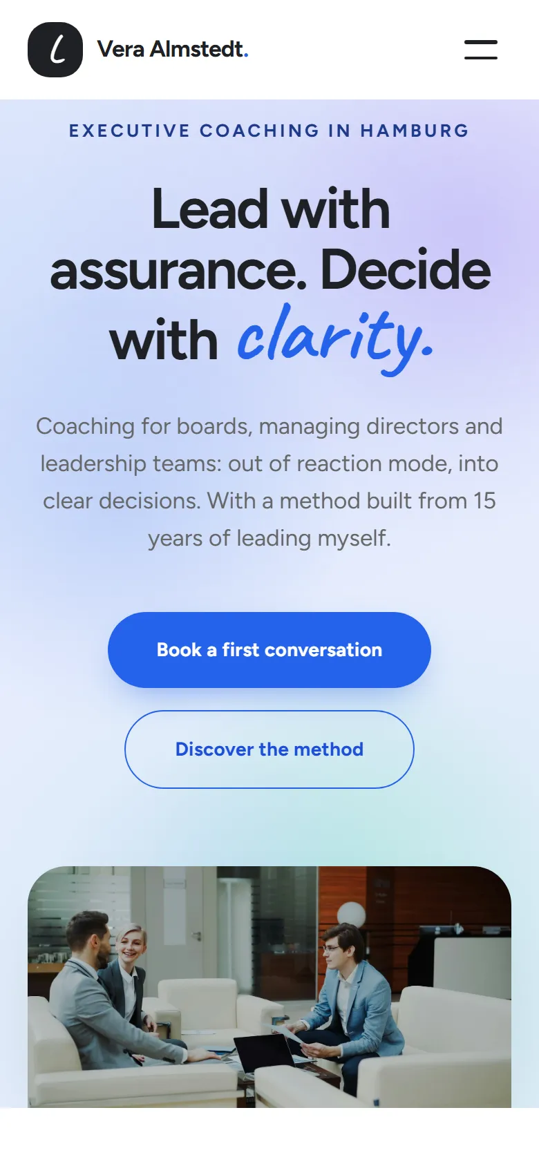 Mobile entry screen of the Almstedt template