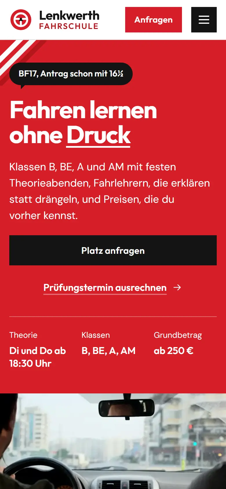 Mobile Startseite des Templates Lenkwerth