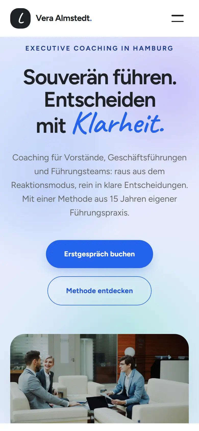 Mobile Startseite des Templates Almstedt