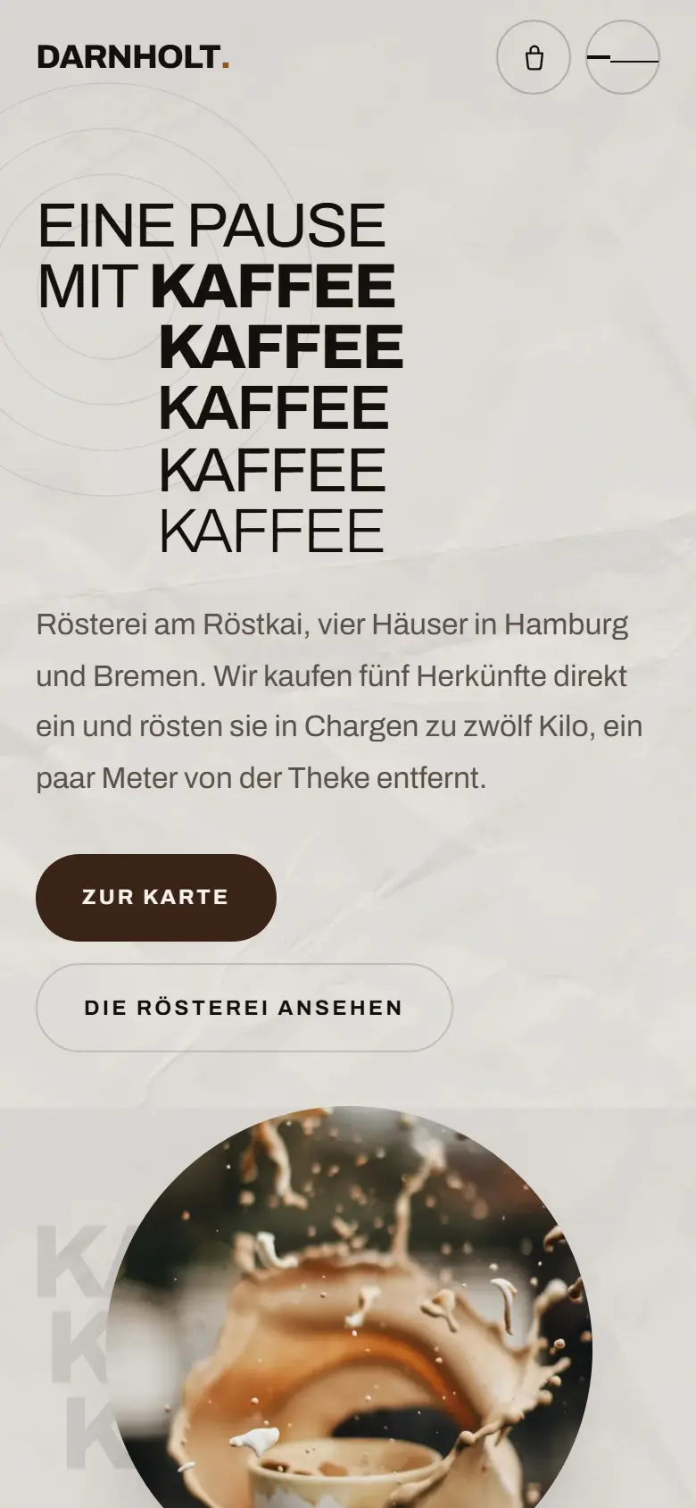 Mobile Startseite des Templates Darnholt