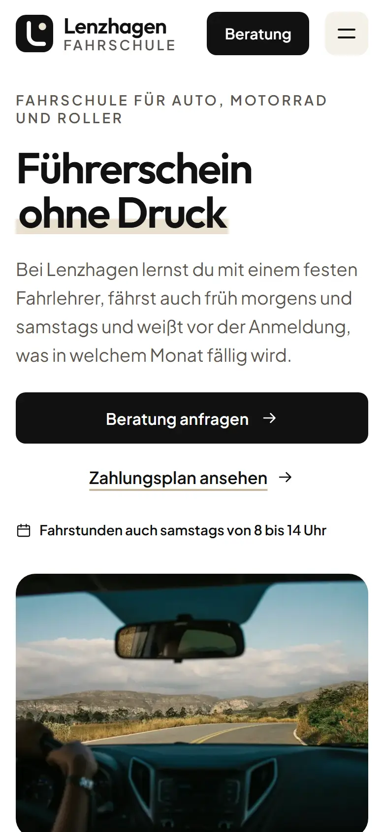 Mobile Startseite des Templates Lenzhagen
