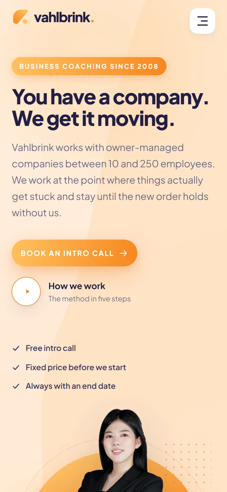 Mobile entry screen of the Vahlbrink template