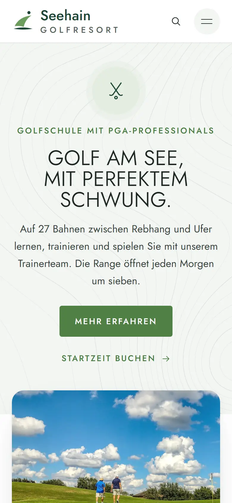 Mobile Startseite des Templates Seehain