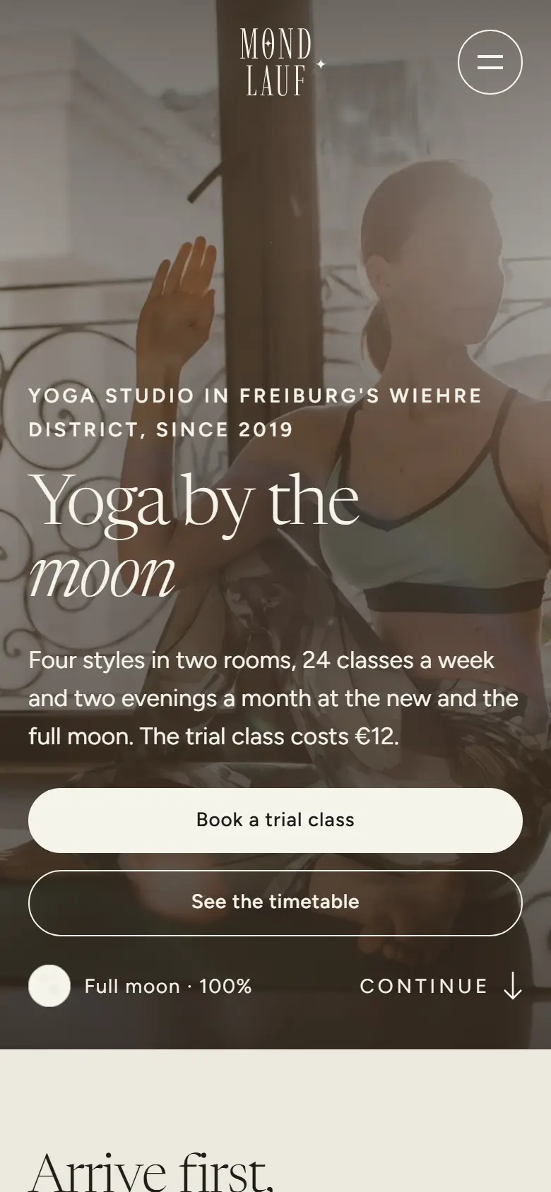 Mobile entry screen of the Mondlauf template
