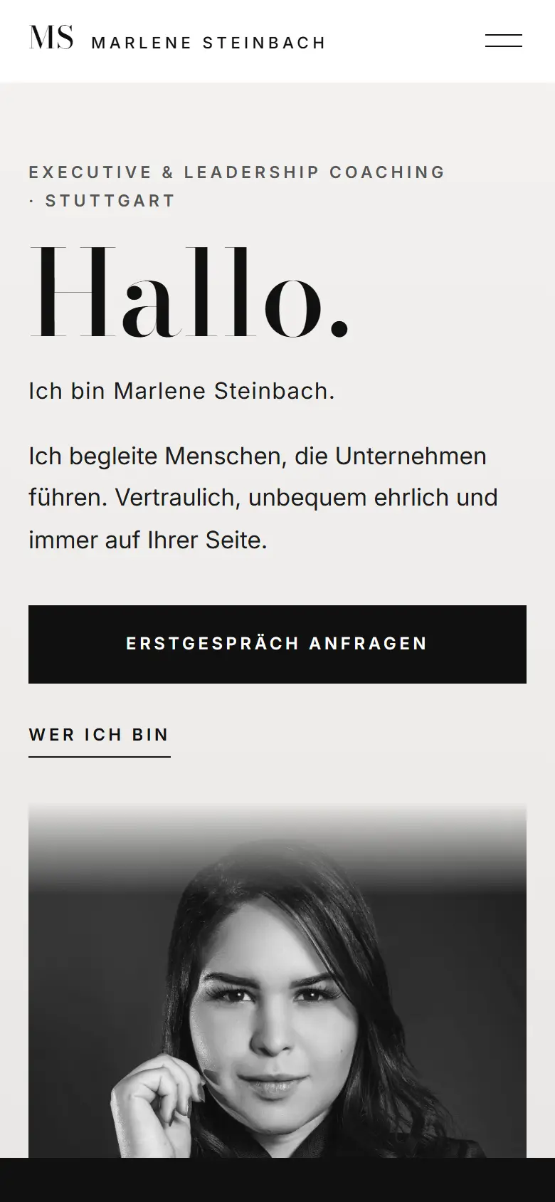 Mobile Startseite des Templates Steinbach