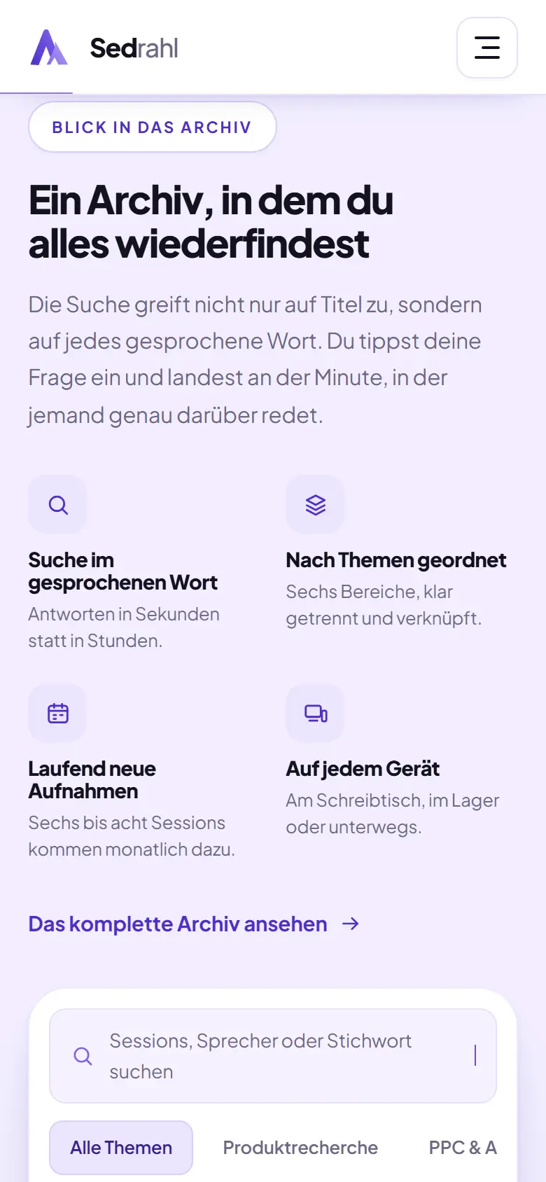 Das Template Sedrahl auf dem Telefon