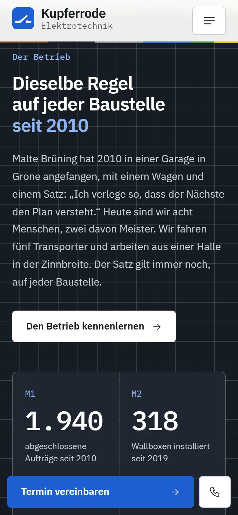 Das Template Kupferrode auf dem Telefon