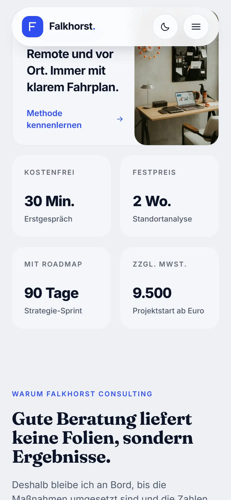 Das Template Falkhorst auf dem Telefon