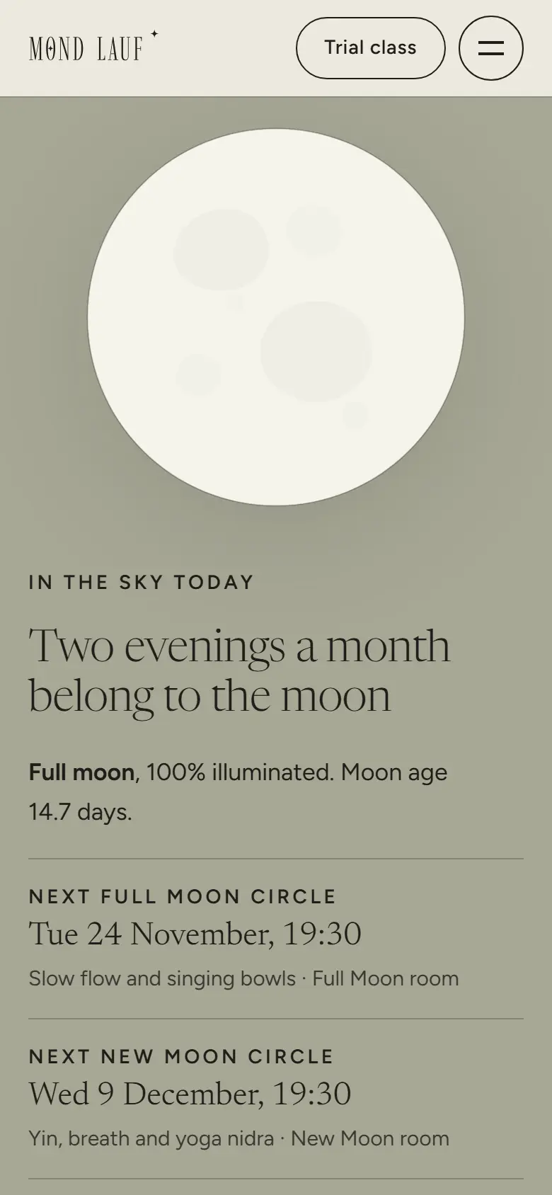 Mobile content section of the Mondlauf template