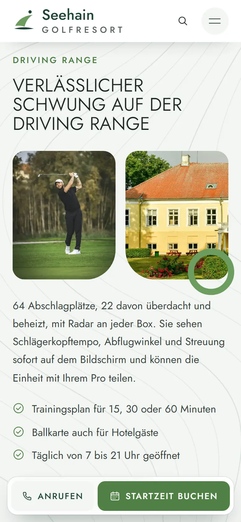 Das Template Seehain auf dem Telefon