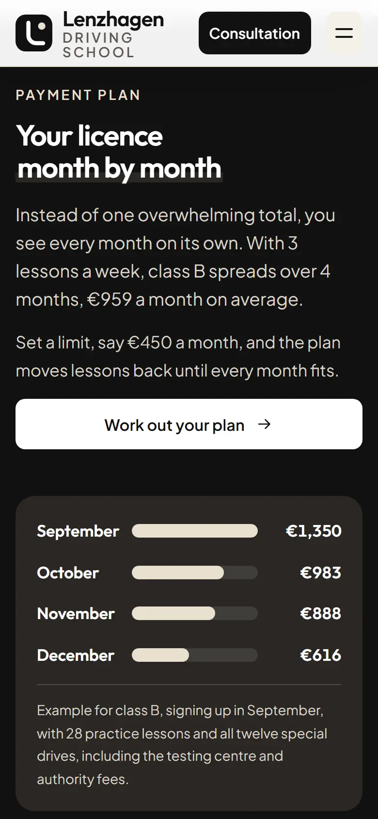 Mobile content section of the Lenzhagen template