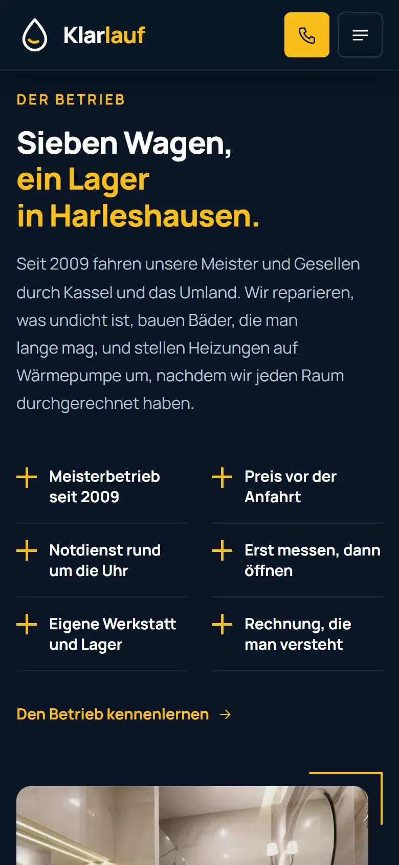 Das Template Klarlauf auf dem Telefon