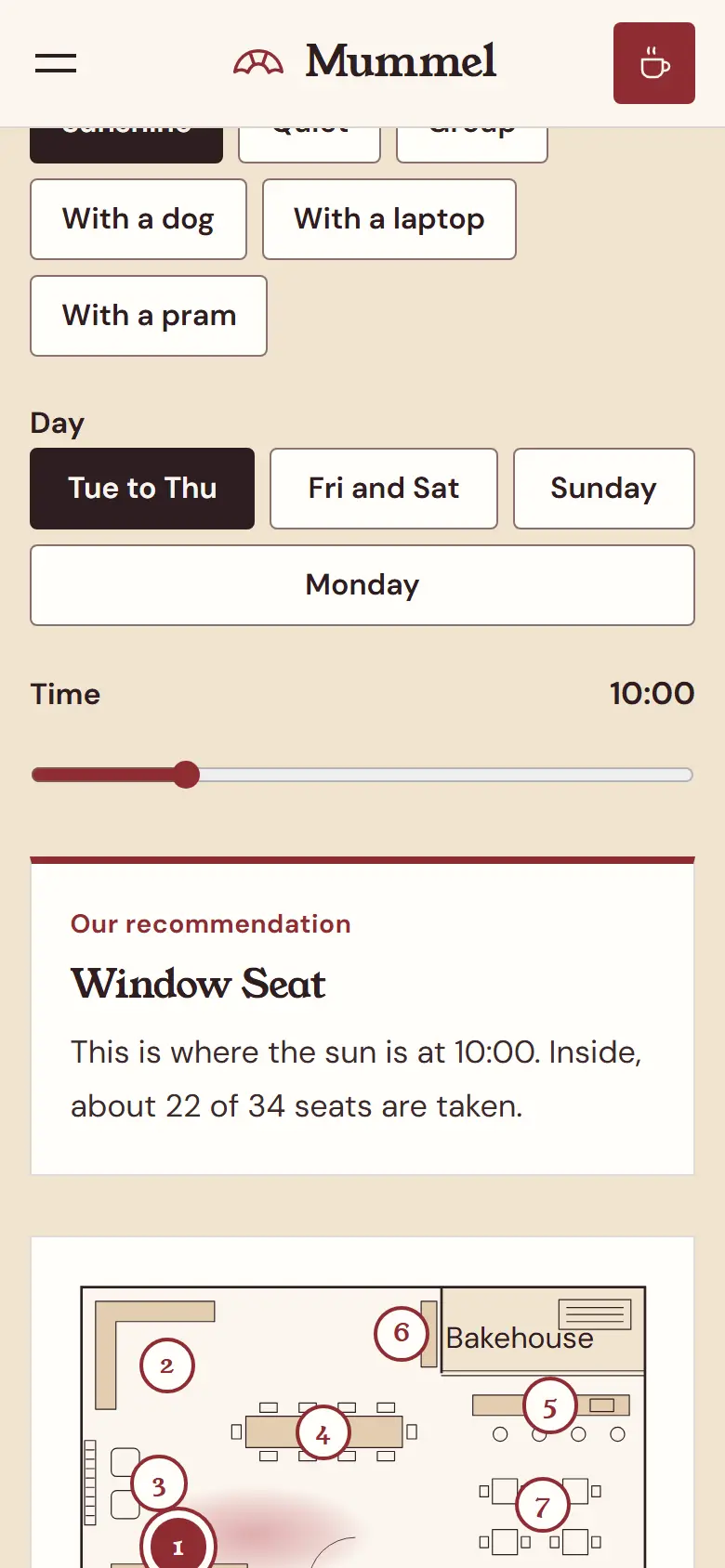 Mobile content section of the Mummel template