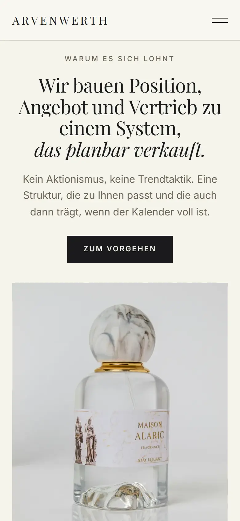 Das Template Arvenwerth auf dem Telefon