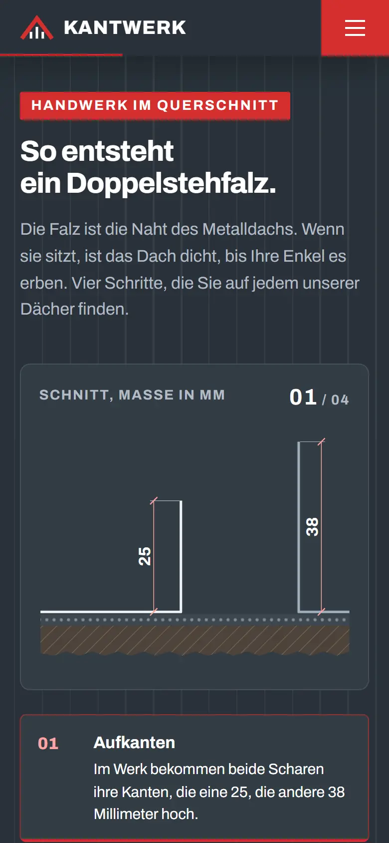 Das Template Kantwerk auf dem Telefon