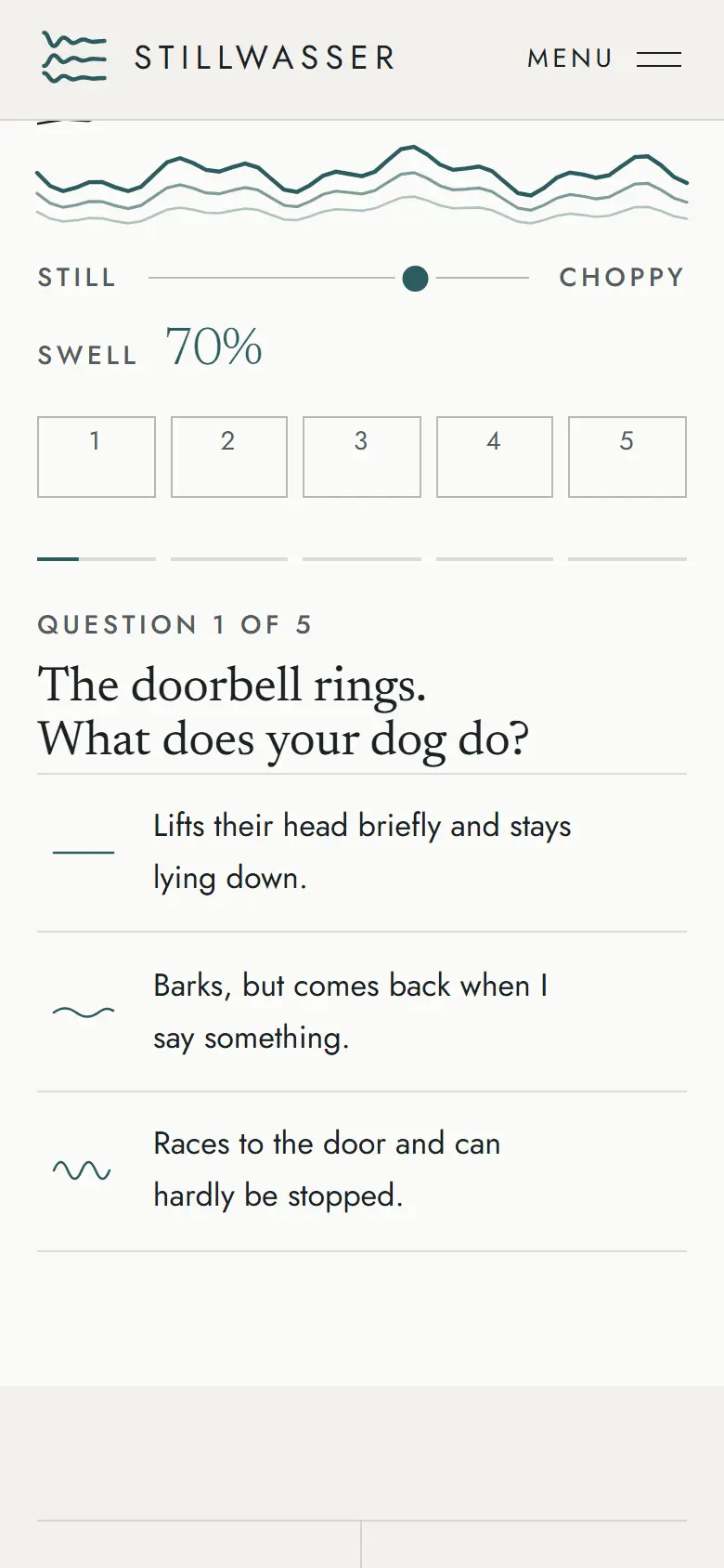 Mobile content section of the Stillwasser template