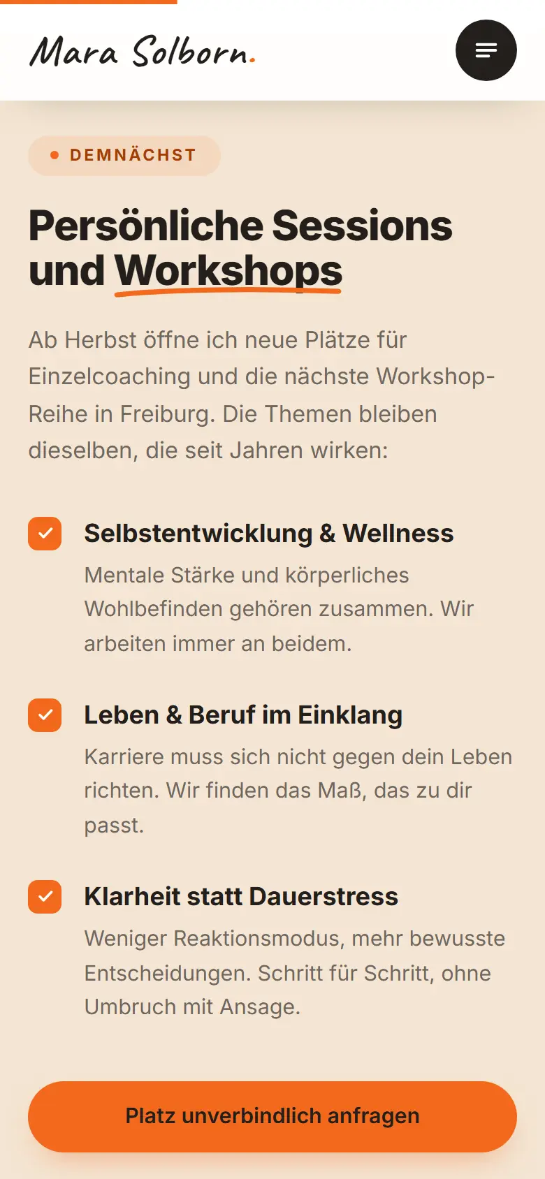 Das Template Solborn auf dem Telefon