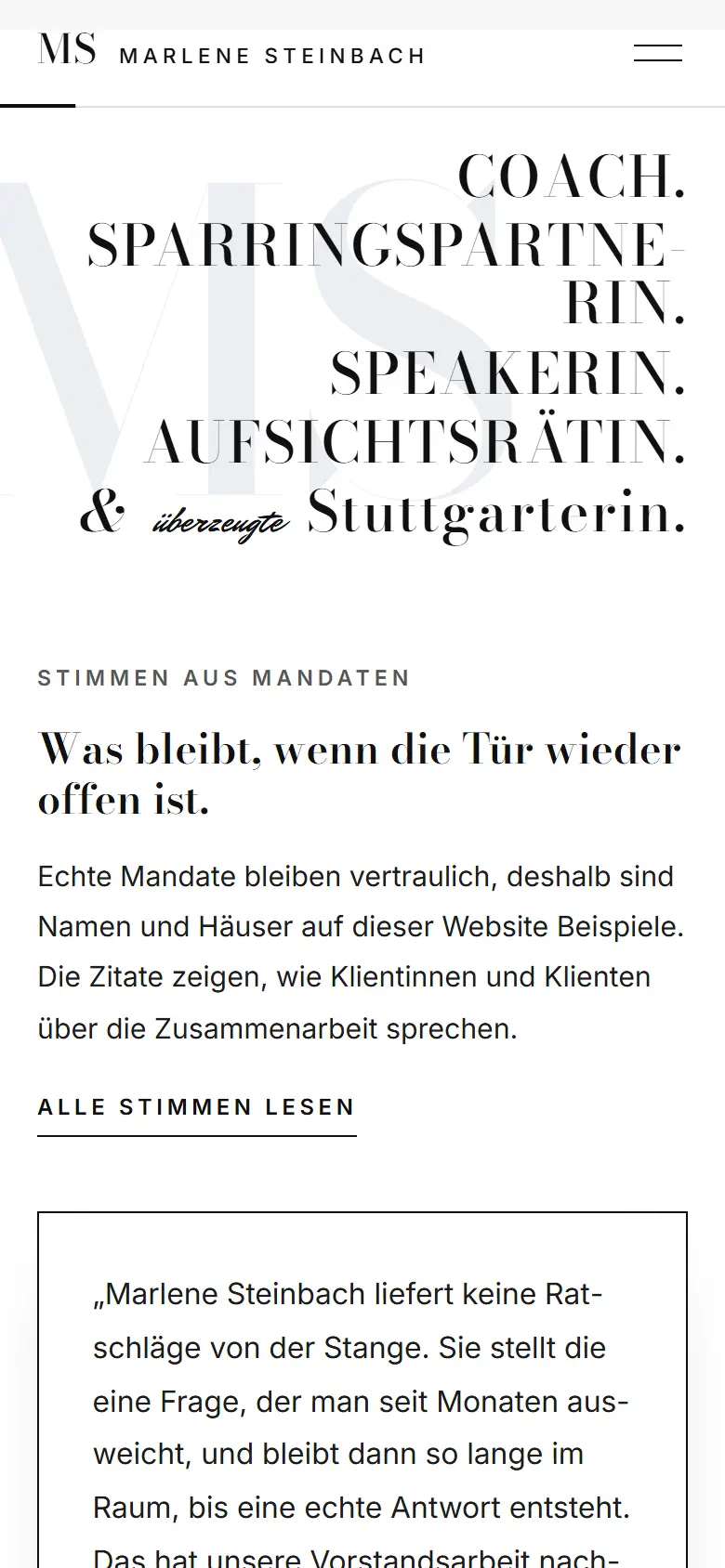 Das Template Steinbach auf dem Telefon