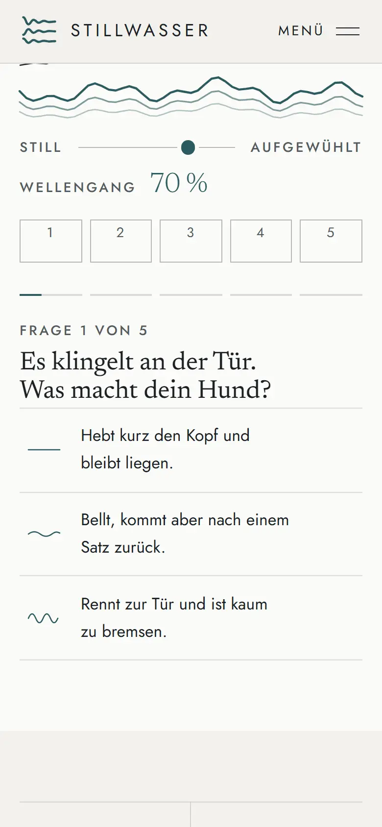 Mobile Inhalts-Sektion des Templates Stillwasser