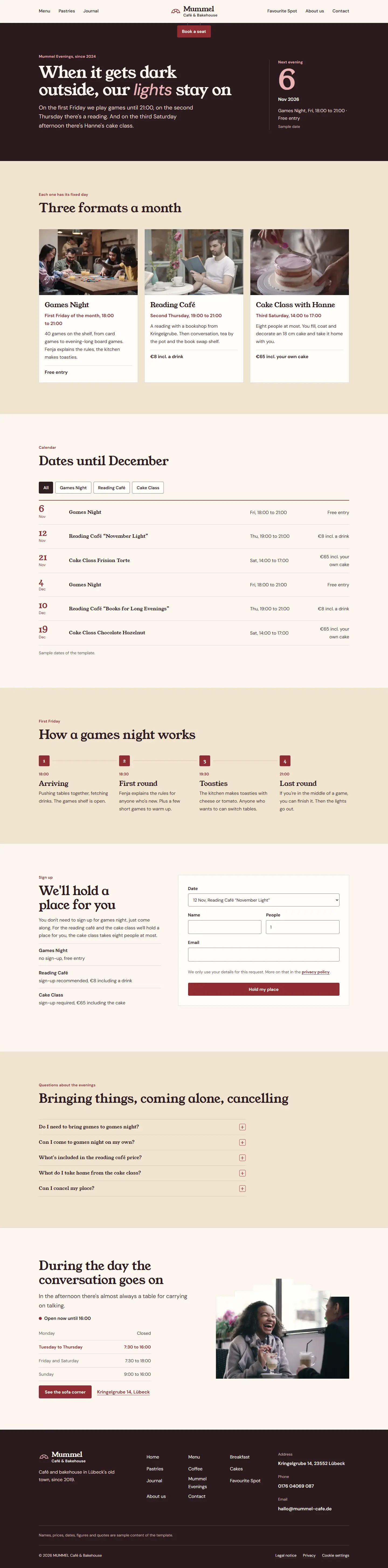 Mummel Evenings, subpage of the Mummel template