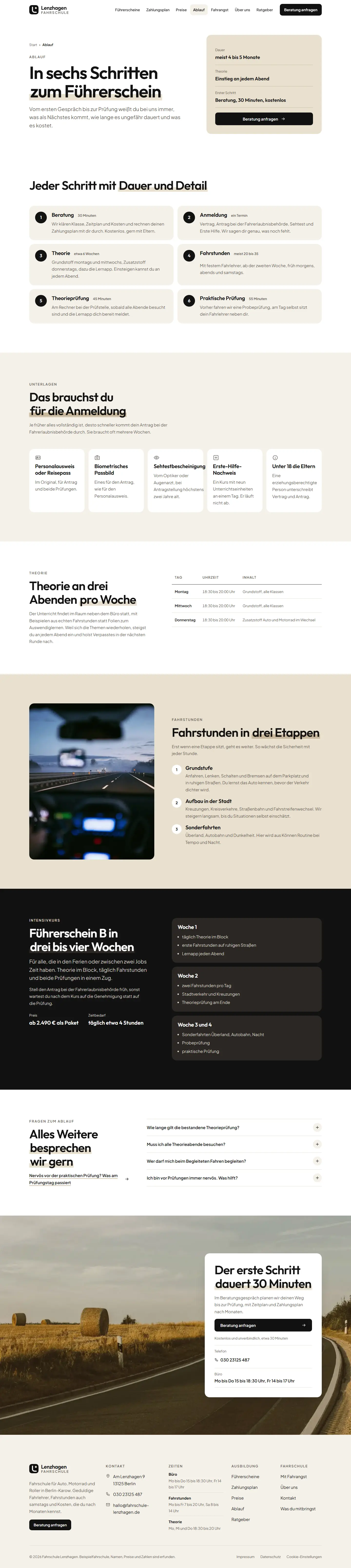 Ablauf, Unterseite des Templates Lenzhagen
