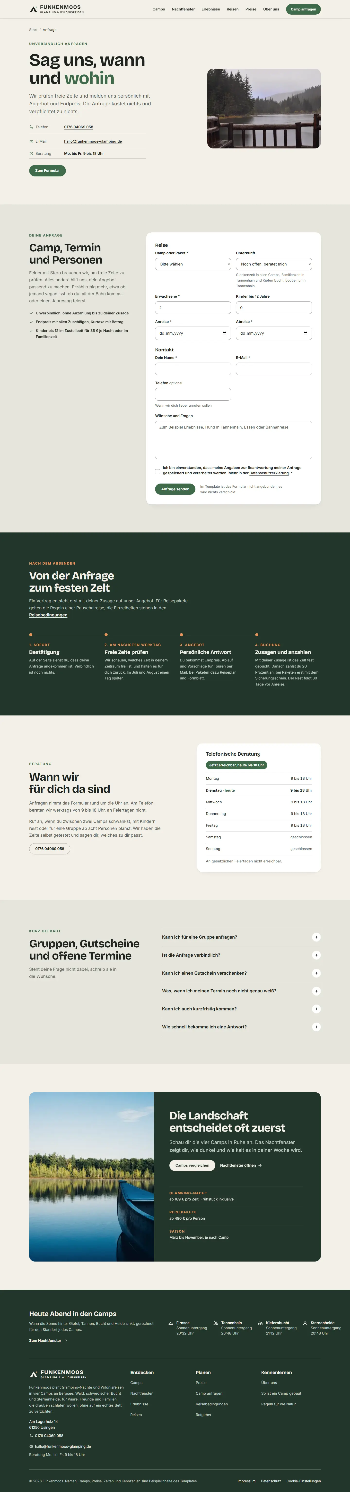 Anfrage, Unterseite des Templates Funkenmoos