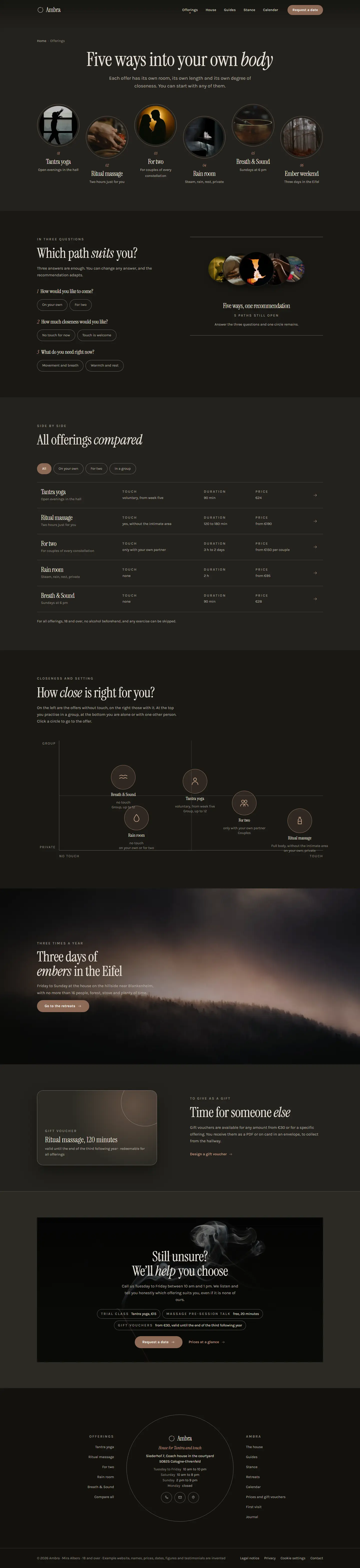 Offers, subpage of the Ambra template