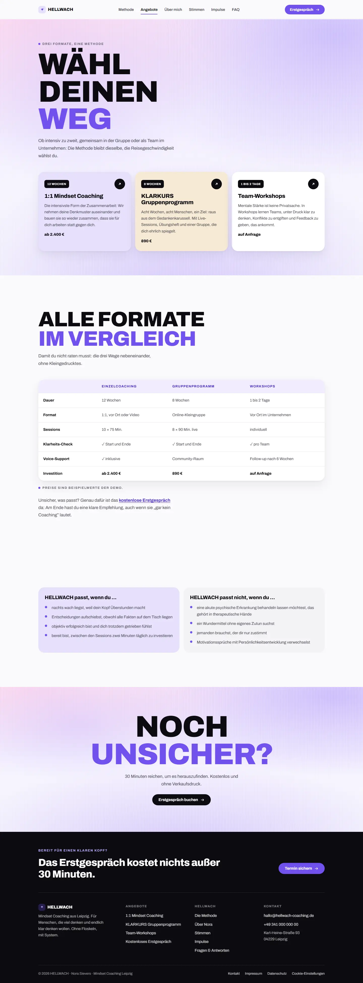 Weitere Unterseite des Templates Hellwach