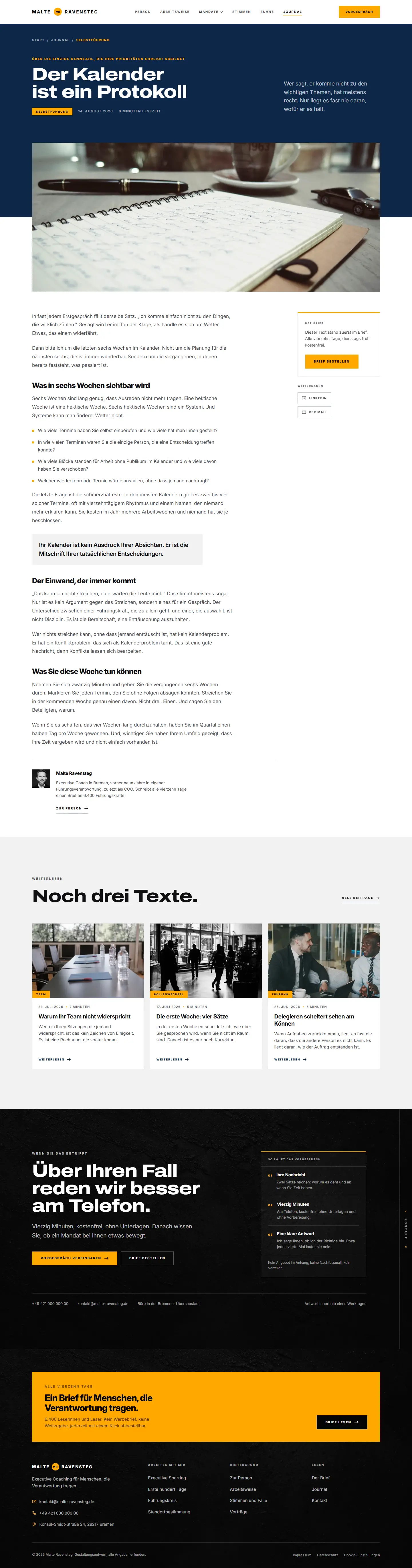 Journalbeitrag des Templates Ravensteg