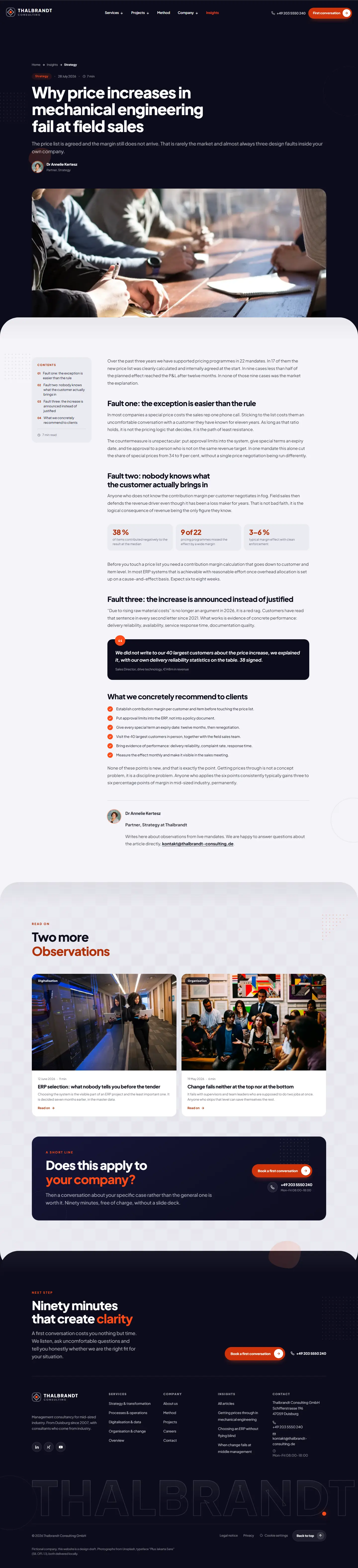 Article page of the Thalbrandt template with reading progress