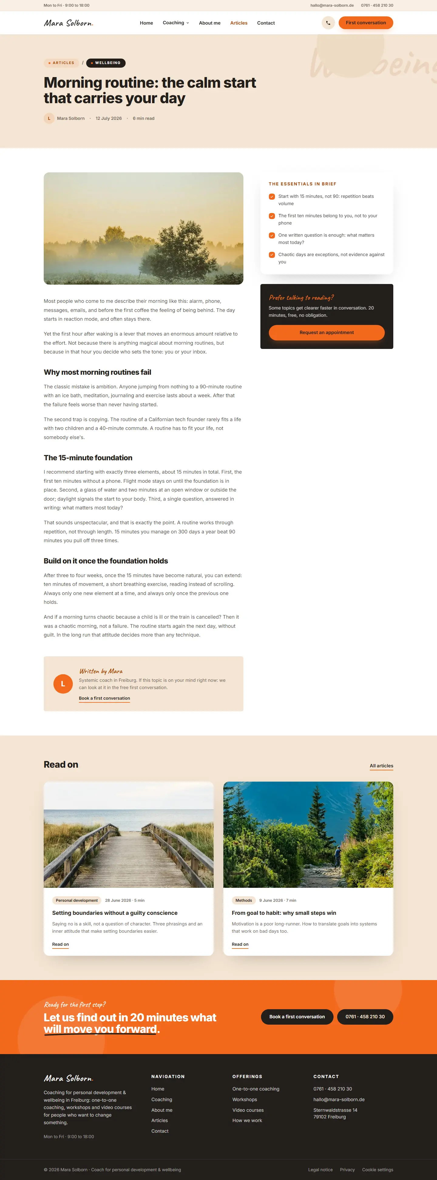 Article page of the Solborn template