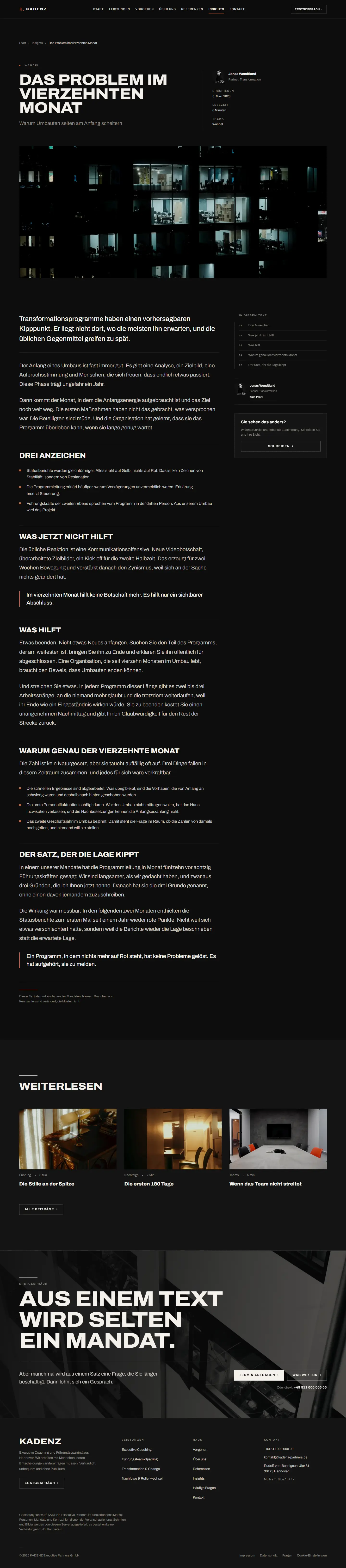 Insight des Templates Kadenz