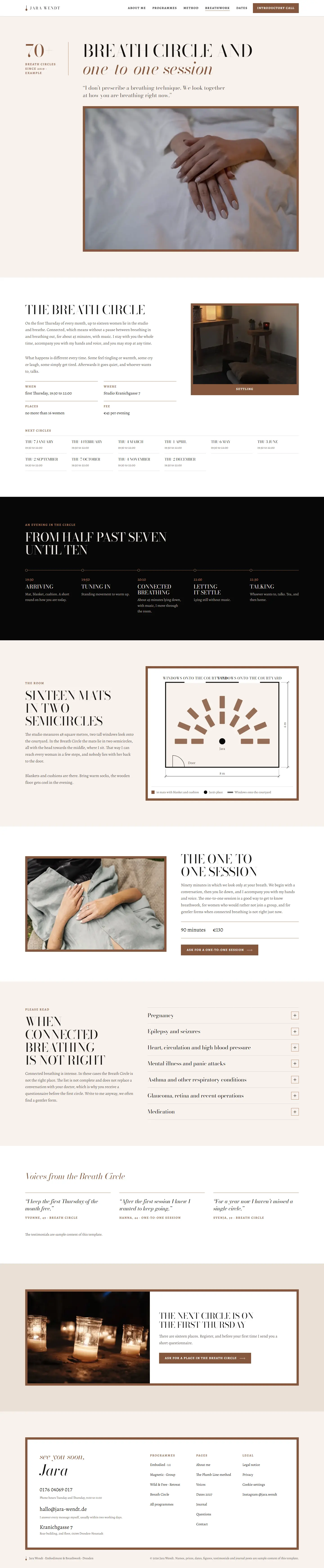 Breathwork, subpage of the Jara Wendt template